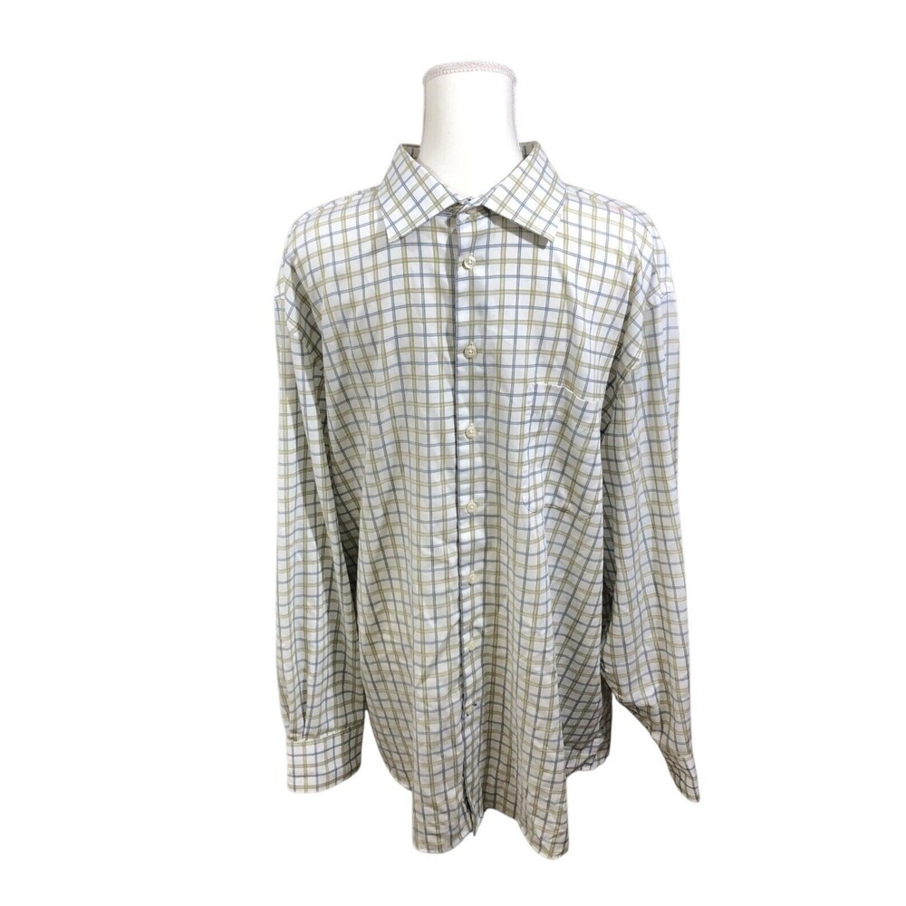 Madison Mens Shirt Button Down White And Blue XLarge Wrinkle Free - Picture 1 of 5